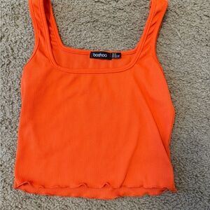 Boohoo Orange Ribbed Crop Top